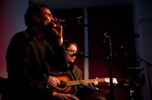 Blue John and Papa Cass performing at the Institute, Laxey